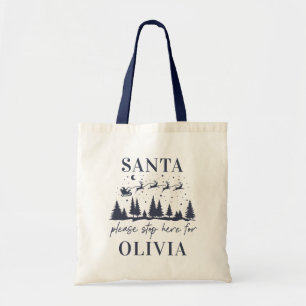 Tote Bag Père Noël s'il vous plaît s'arrêter ici pour Noël 