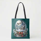 Tote Bag Père Noël Sleigh Ride in Snow Globe Wonderland (Devant)