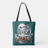 Tote Bag Père Noël Sleigh Ride in Snow Globe Wonderland (Dos)