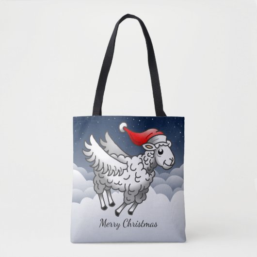 Tote Bag Père Noël volant des moutons de Noël (Devant)