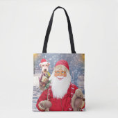 Tote Bag Père Noël w Cadeaux de Noël Airedale Chien (Devant)