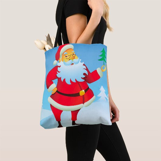 Tote Bag Père Noël Whimsical avec Mini Arbre de Noël