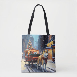 Tote Bag Période de fêtes d'Akita de Noël