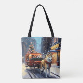 Tote Bag Période de fêtes d'Akita de Noël (Dos)