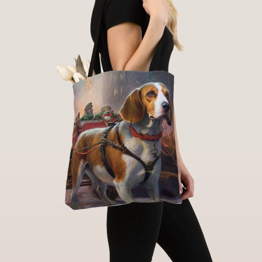 Tote Bag Période de fêtes de Noël Beagle (De près)