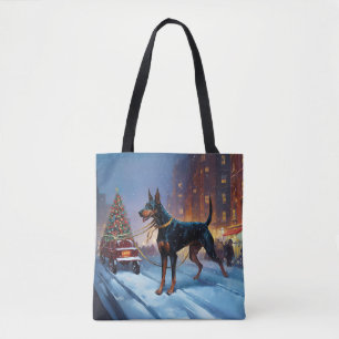Tote Bag Période de fêtes de Noël Doberman