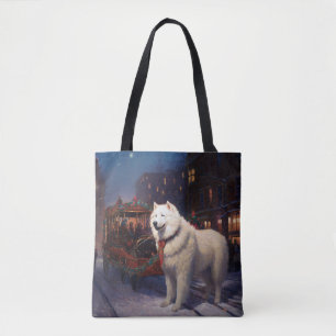 Tote Bag Période de fêtes de Noël Samoyède