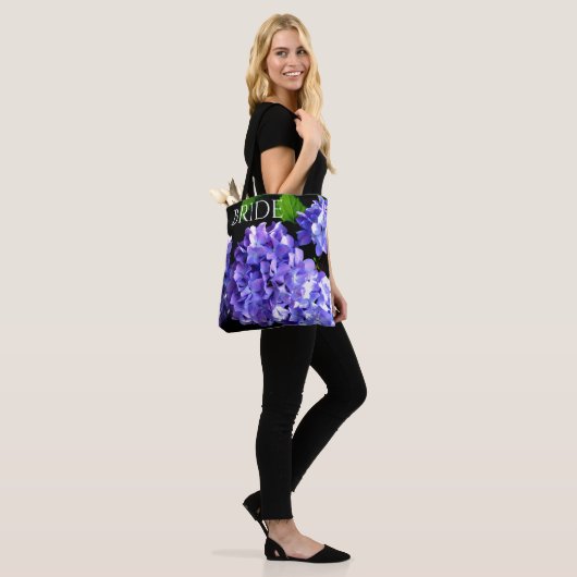 Tote Bag Périwinkel hydrangeas violet bleu fleur floral (Sur le modèle)