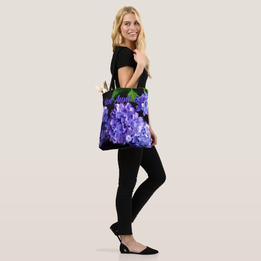 Tote Bag Périwinkel hydrangeas violet fleurs bleu pour Tant (Sur le modèle)