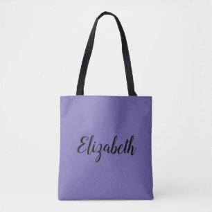 Tote Bag Periwinkle Blue Ajouter votre propre nom Calligrap
