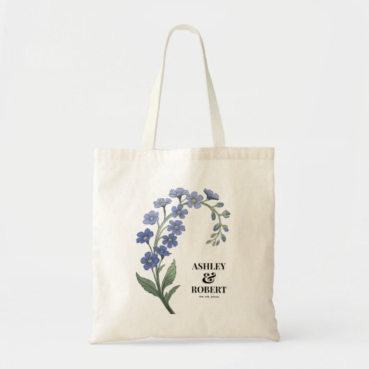 Tote Bag Periwinkle Blue Modern Floral Mariage Bienvenue (Devant)