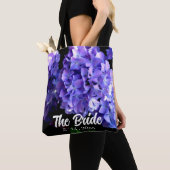 Tote Bag Périwinkle hydrangeas violet bleu fleurs Mariée (De près)