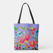 Tote Bag Périwinkle rose et cerise en fleur (Dos)