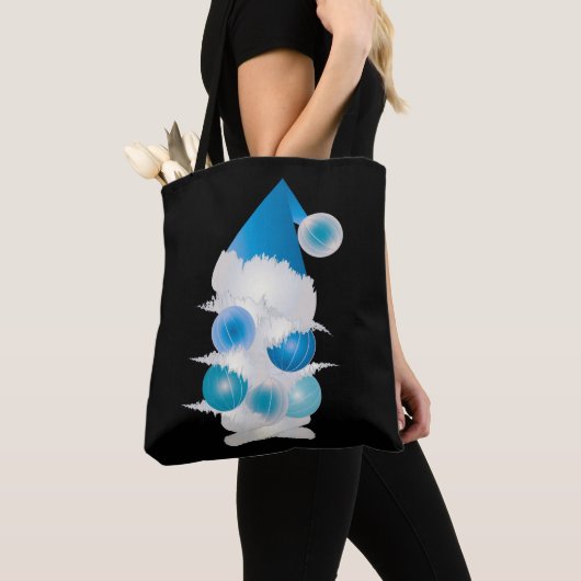 Tote Bag Perle et bleu pour Noël (De près)