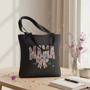 Tote Bag Perle Floral Varsity Mama Design Féminin