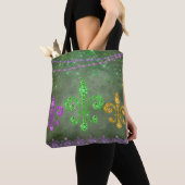 Tote Bag Perles Mardi Gras Et Fleur de Lis Diamant (De près)