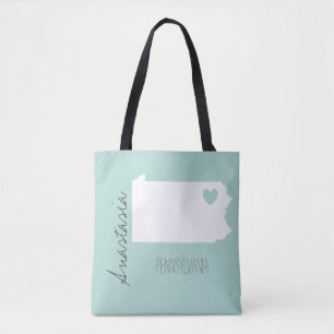 Tote Bag Pernsylvania State map personnalise nom