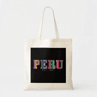 Tote Bag Pérou Est. 1821 La Fierté des Motifs péruviens Vin