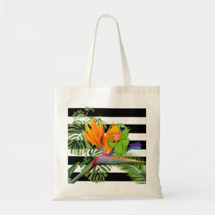Tote Bag Perroquet, Caudata, Feuilles de palmier, Rayures