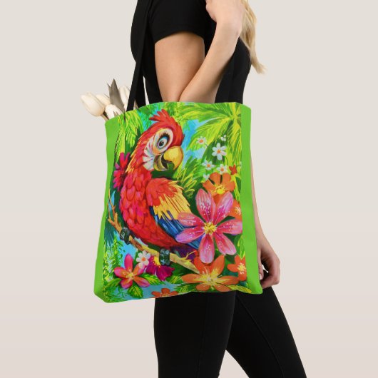 Tote Bag perroquet coloré (De près)