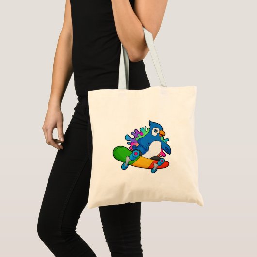 Tote Bag Perroquet en tant que skate avec skateboard (Devant (produit))