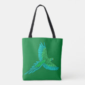 Tote Bag Perroquet en vol, Jade Green et Turquoise (Dos)