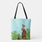 Tote Bag Perroquet et papillon turquoise (Dos)