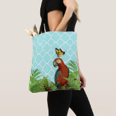 Tote Bag Perroquet et papillon turquoise (De près)