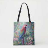 Tote Bag Perroquet Oiseau Jungle Floral Impressionnisme pei (Devant)