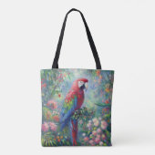Tote Bag Perroquet Oiseau Jungle Floral Impressionnisme pei (Dos)