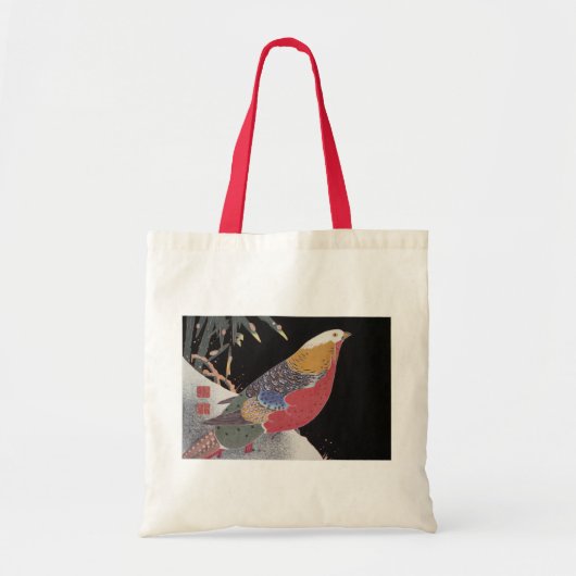 Tote Bag Perroquet sur la branche d'un Rose en fleurs Bush, (Devant)