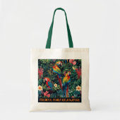 Tote Bag Perroquets colorés avec texte personnalisable (Devant)