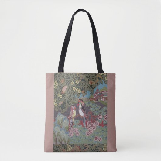 Tote Bag Perroquets stylisés dans le jardin (Devant)