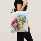 Tote Bag Perroquets tropicaux colorés Fourre-tout (De près)