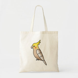 Tote Bag Perruche cartoon cockatiel couleur cannelle oiseau