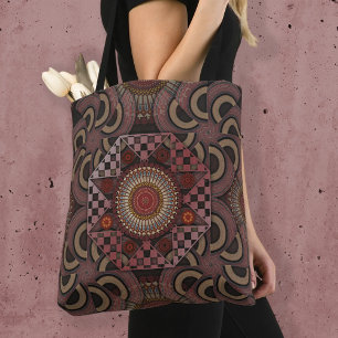 Tote Bag Perse sunniest encadré demi-cercle ethnique mandal