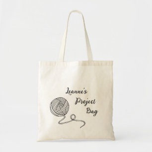 Tote Bag Personalised Name Knitting / Crochet Project Bag