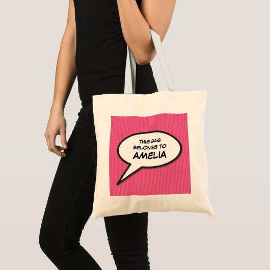 Tote Bag Personalised Pop Art Comic Book Speech Bubble (Devant (produit))