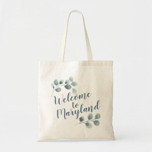 Tote Bag Personalize Wedding Welcome Eucalyptus Calligraphy