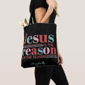 Tote Bag Personalized Abstract Blue & Teal Lines White Dots (De près)