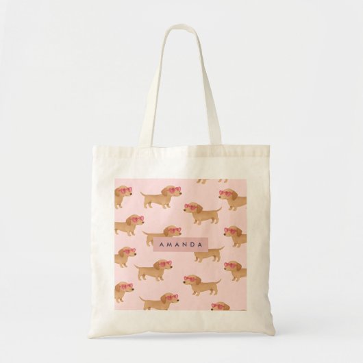 Tote Bag Personalized Adorable Dachshund Dog (Devant)