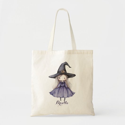 Tote Bag Personalized Baby Witch Trick or Treat Bag (Devant)