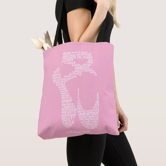 Tote Bag Personalized Ballet Shoe Typography 