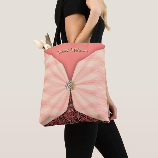 Tote Bag Personalized Blush Pink Jewel Textile Illusion (De près)