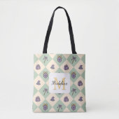 Tote Bag Personalized Bookish Girl Academy Wizard Green (Devant)