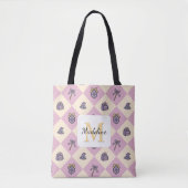 Tote Bag Personalized Bookish Girl Academy Wizard Pink (Devant)