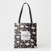 Tote Bag Personalized Bookish Girl Cute Magic Name Dark (Devant)