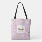 Tote Bag Personalized Bookish Girl Cute Magic Name Purple (Dos)