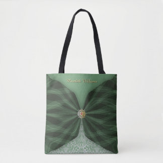 Tote Bag Personalized Botanical Tree Jewel Textile Illusion