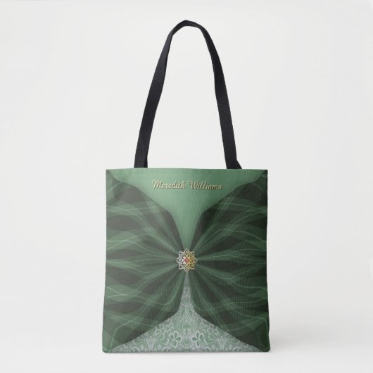 Tote Bag Personalized Botanical Tree Jewel Textile Illusion (Devant)